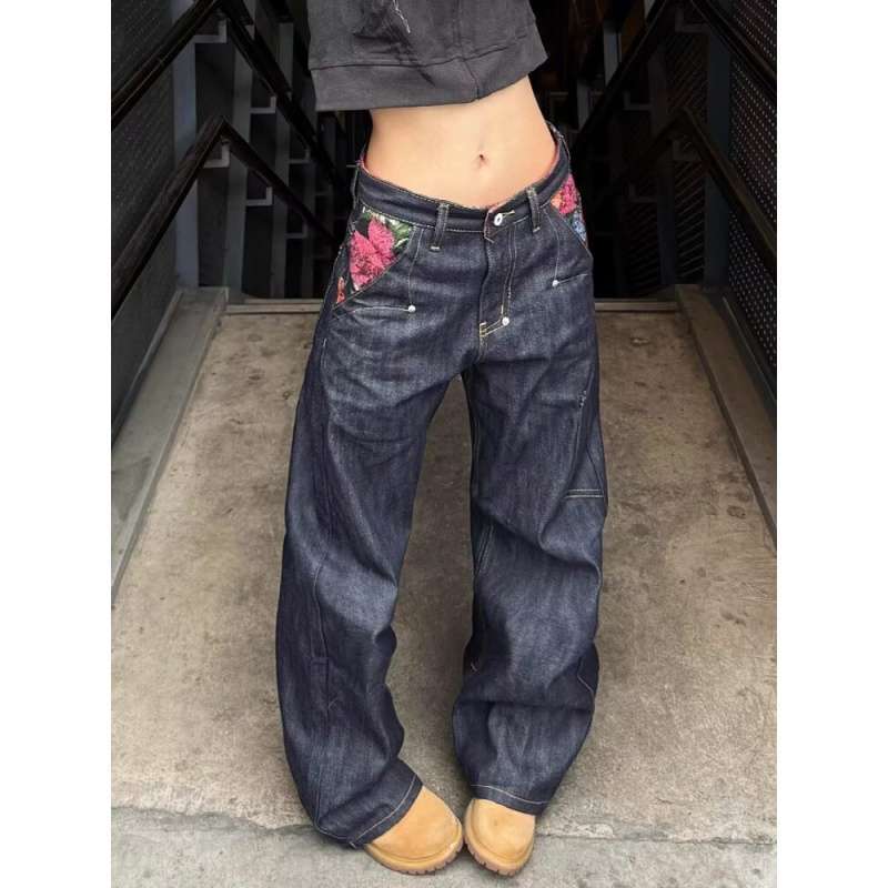 Мужские прямые джинсы JYL Американский деним Синий Вышивка Хип-хоп Стиль Повседневный Деним 3XL амазонка