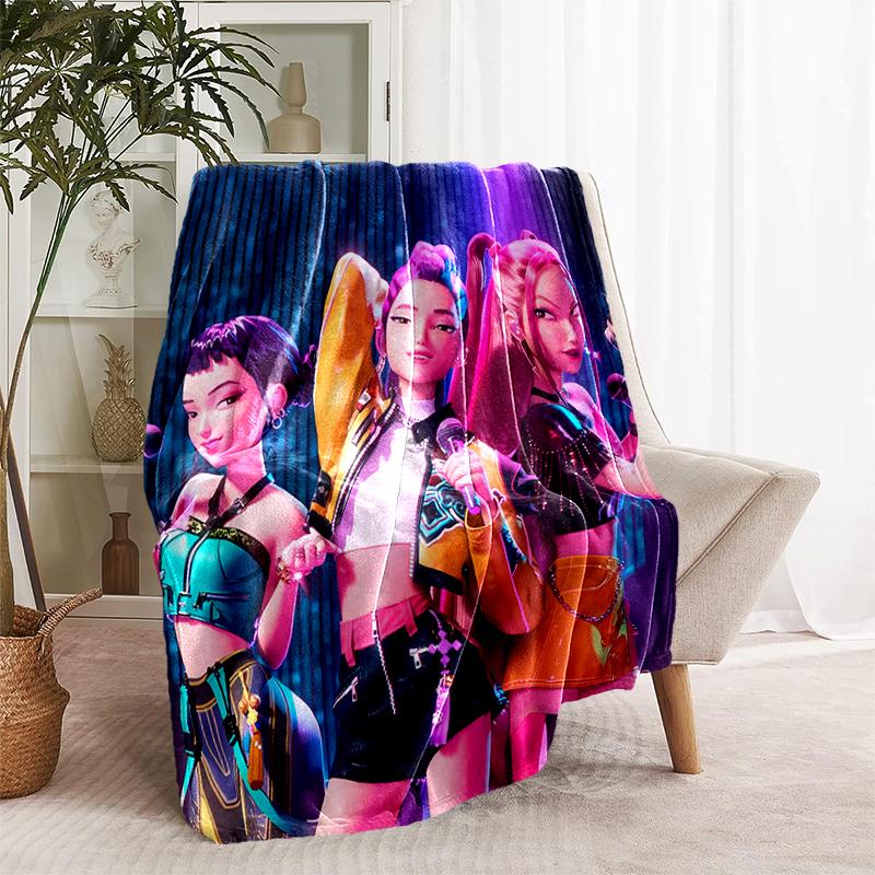 1pc Blanket Kpop Hunter5 Print Design, Lightweight Blanket for Sofa, Bed- Soft &Warm, Gift for All Seasons like Christmas, Halloween