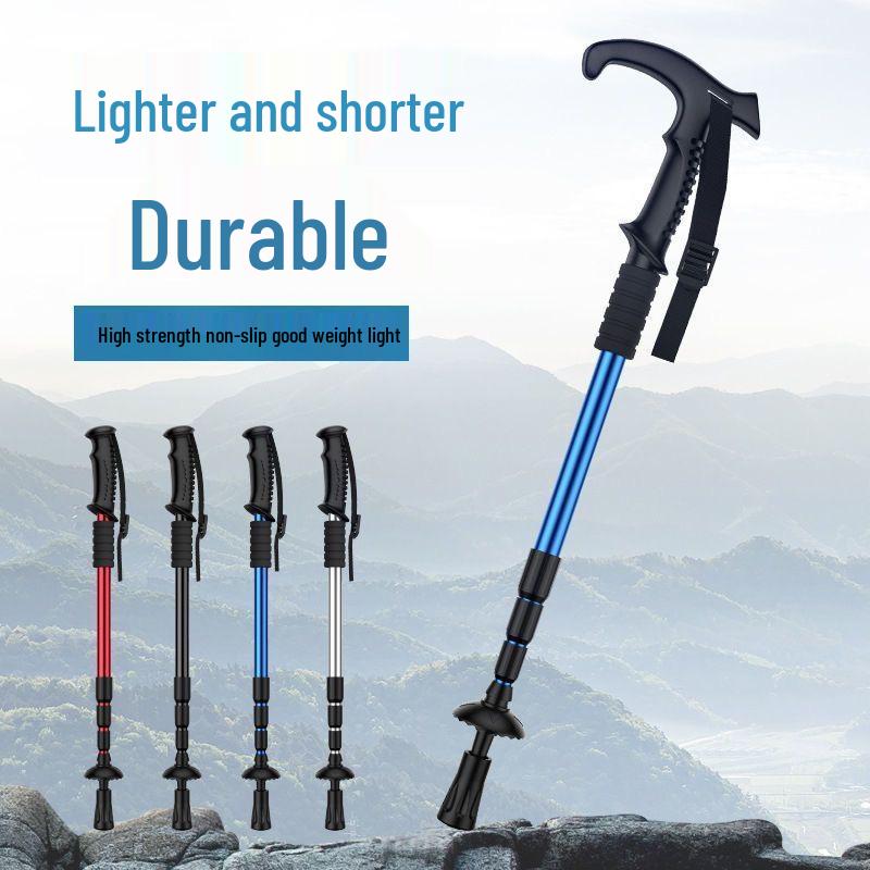 Anti-Slip Aluminum Alloy Telescopic Trekking Stick for Hiking & Walking