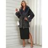 Womens Short Faux Fur Coat Leopard Print Belted Warm Leather Plush Outerwear