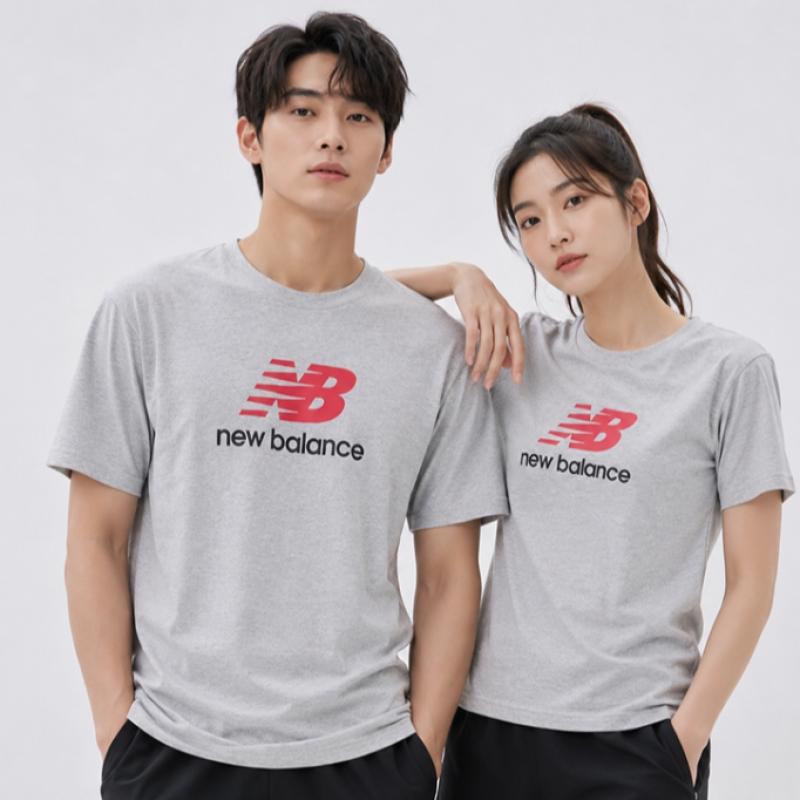 New Balance Men S aThleTicS Logo ShorT Sleeve T ShirT Grey mT51500 Ahh