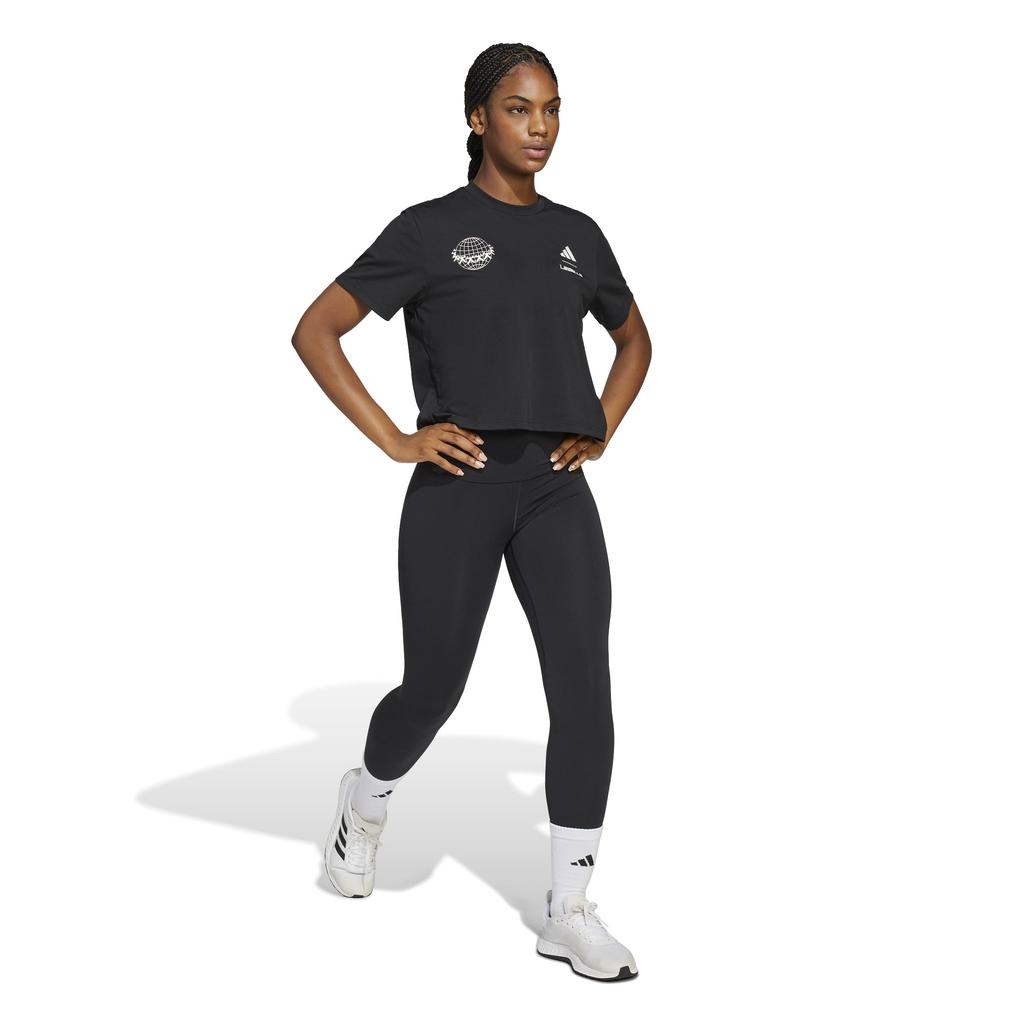 Adidas Short Sleeve LESMILLS Graphic Black Women's T-Shirt, (CT366, JW3869)