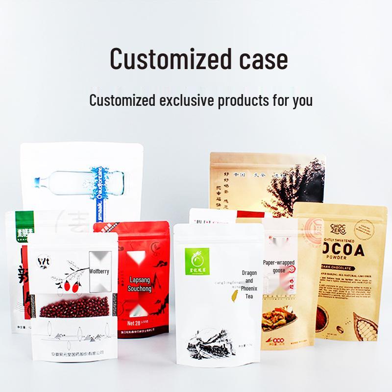 Custom Moisture-Proof Kraft Paper Bags with Window for Baking and Tea