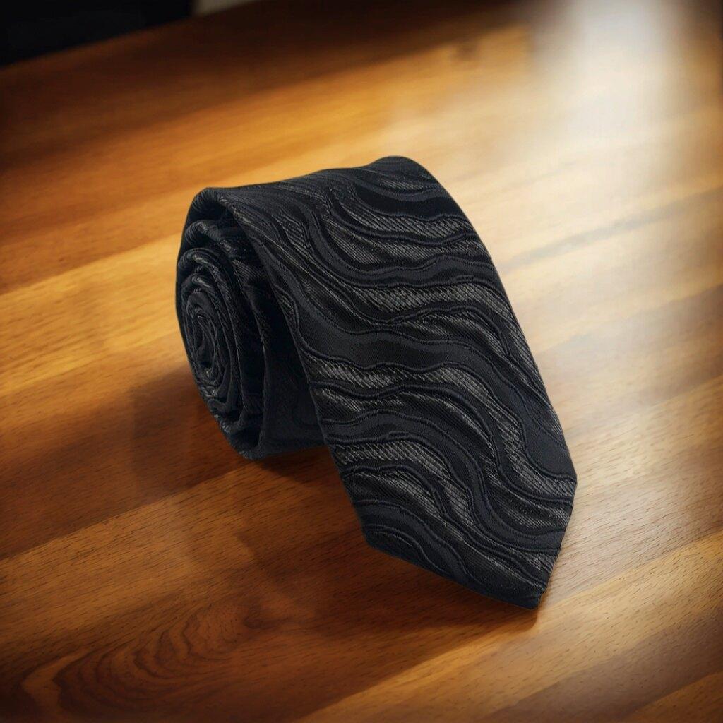 Fashion White 3D Wavy Striped Tie Jacquard Weave Slim 6CM Width Necktie Designer Mens and Women Ties