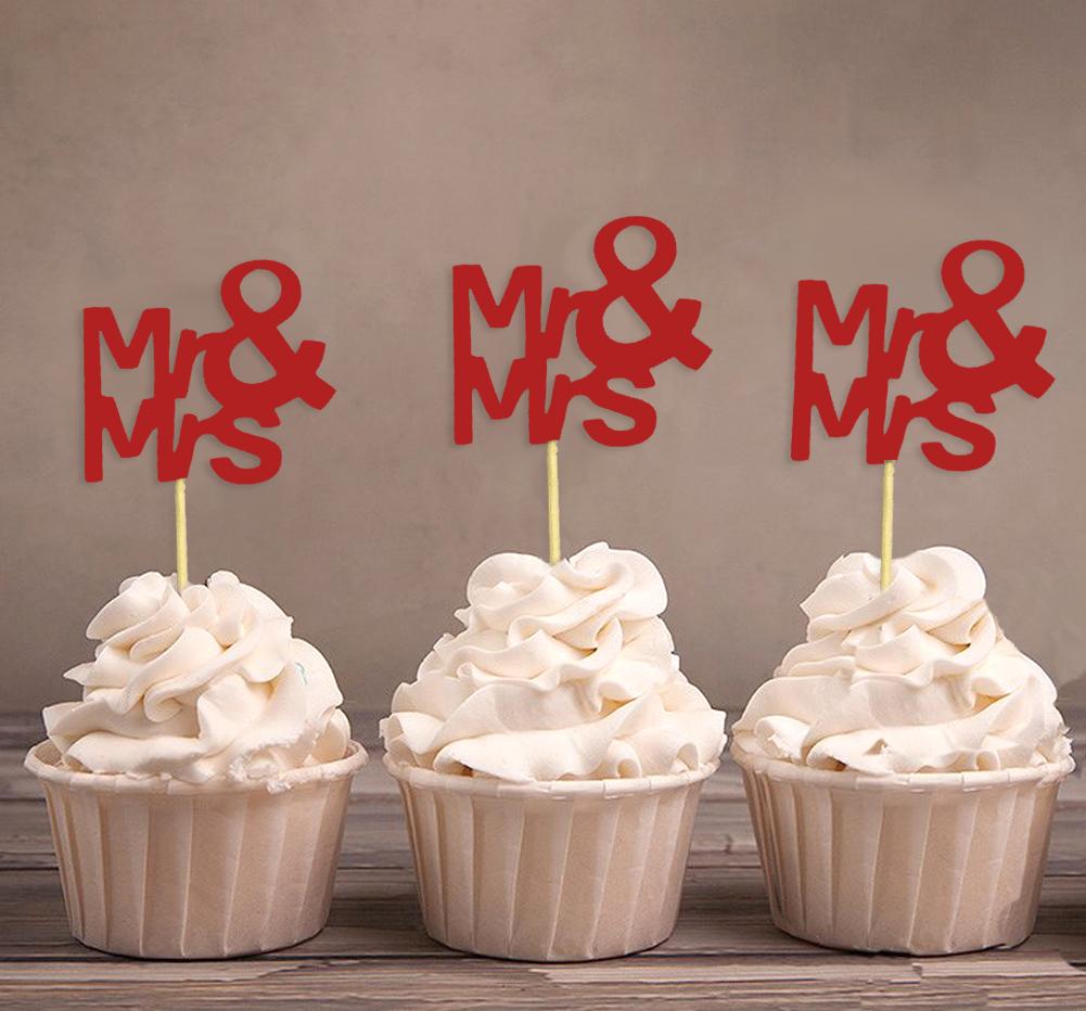 Darling Souvenir Wedding Cupcake Toppers Party Dessert Decorations - Pack Of