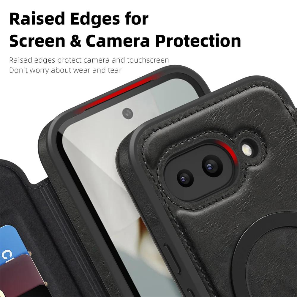 RFID Blocking Wallet with Card Holder Electroplating for MagSafe Flip Leather Phone Case for Google Pixel 8 9 Pro XL 9A Cover