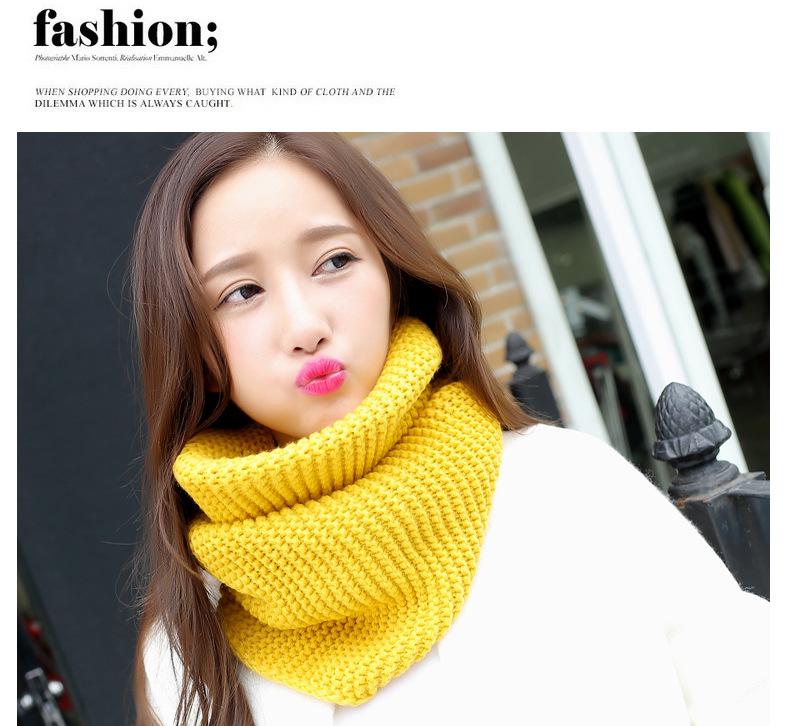Women's Knitted Wool Snood: Winter Warm Solid Color Neck Warmer & Protector for Students and Couples