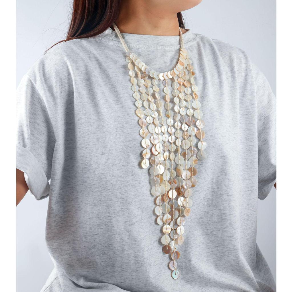ZA Shell Tassel Handwoven Multi-layer Ocean Beach Vacation Necklace for Women