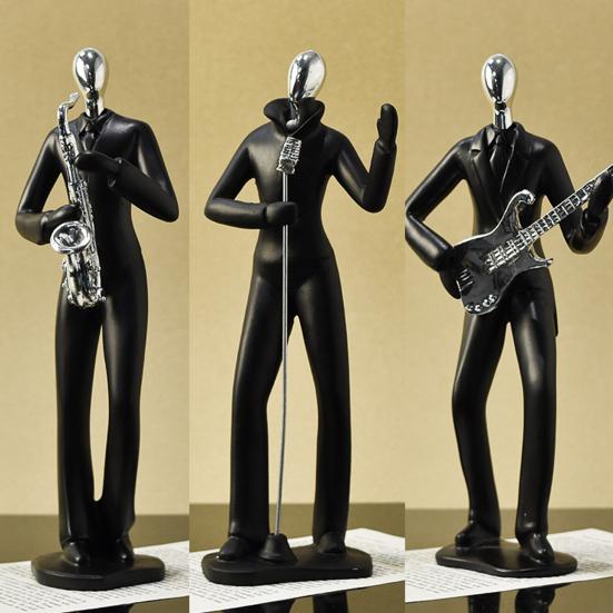 Minimalist Black Resin Figurines, Modern Abstract Musician & Golfer Statues, Luxury Home Decor for Living Room TV Stand Entryway Wine Cabinet, Unique
