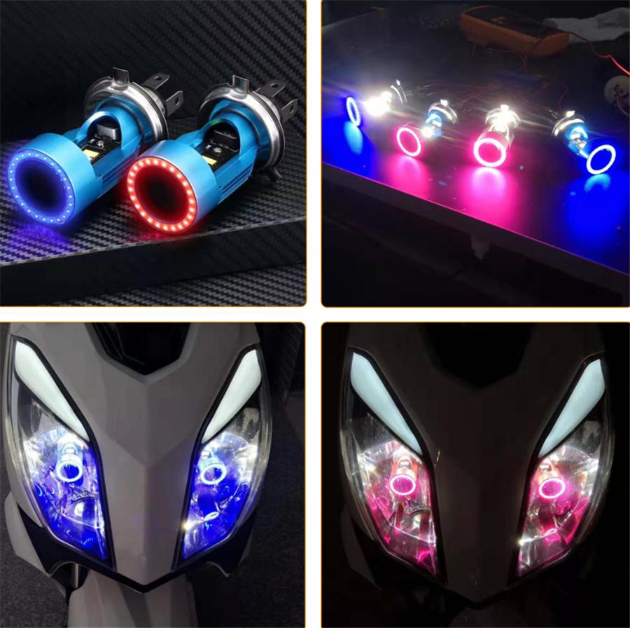 H4 LED Angel EYES COB Motocicletă Motocicletă Scuter Proiector Ceață Becuri Far 40W