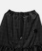 Damiswi Vintage Check Frill Long Skirt_Black