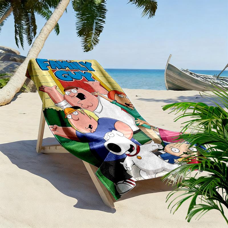 Family Guy Print Beach Towel, Large Soft Quick Dry Towel for Beach Camping Swimming