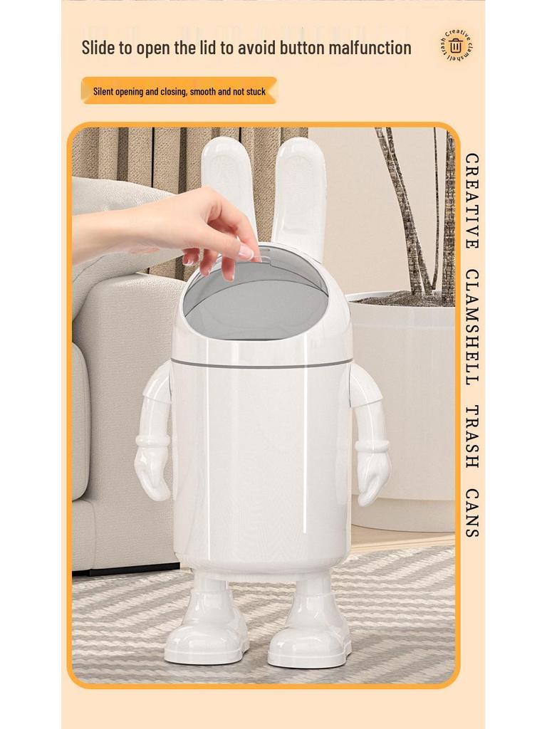 Creative Astronaut Trash Can: Cartoon Design, Large Capacity, Foot-Operated, Flip-Top Lid for Living Room or Bedroom.