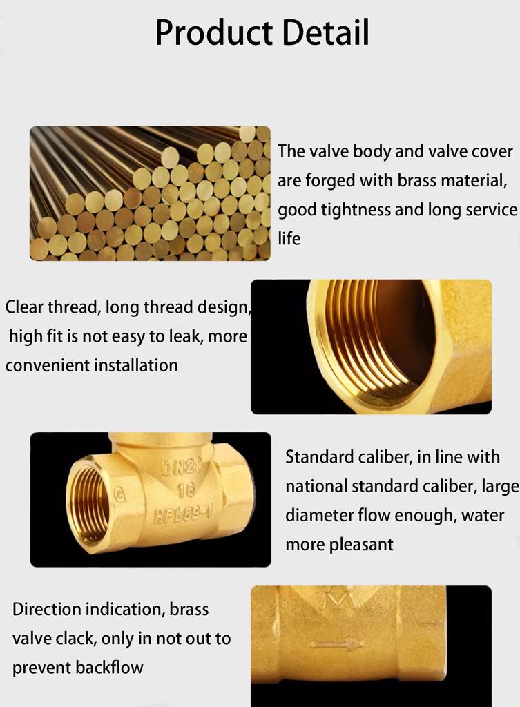 1/2 Inch Water Pipe Non Return Horizontal Check Valve Brass Swing Type Check Valve Female Thread Valve