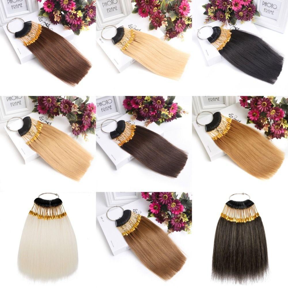 30Pcs/Set Real Human Hair Hair Color Rings Chart Ring Hair Dyeing Sample  Salon Tools