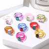Modische Dopamin-Farbe Transparente Harz-Einfache Kreis-Einlage Imitation Edelstein Quadratische Ringe für Damen Schmuck Accessoires Geschenke