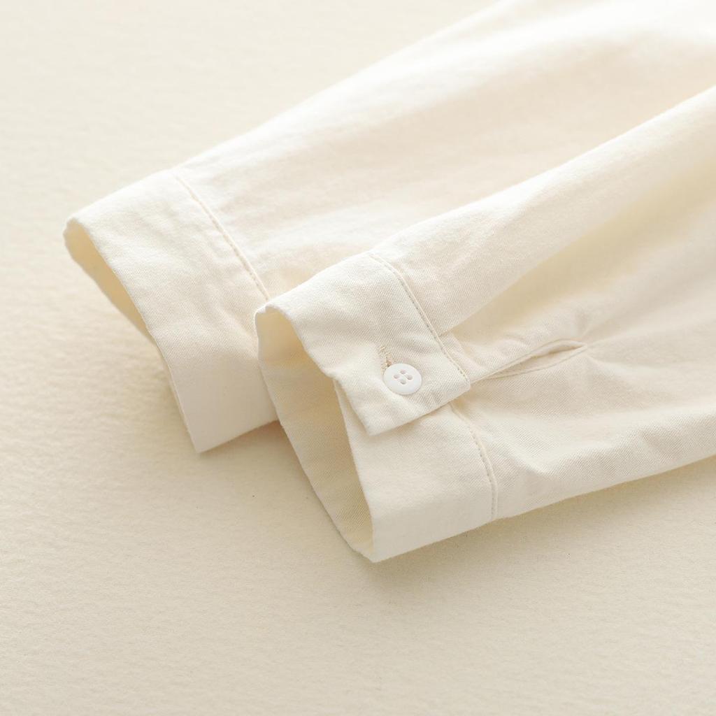 Autumn & Winter Pure Cotton Brushed Doll Collar Women's Solid Color Base Layer Shirt 8380