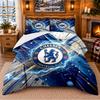 Baskılı 3 Parça Nevresim Takımı Chelsea FC Desenli Çarşaf Yastık Kılıfı Yatak Odası Dekorasyonu İçin