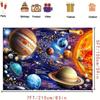 2D Outer Space Tapestry Solar System Poster with Planets and Asteroids for Kids Room