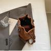 Retro Faux Suede Bucket Bag Classic Plush Drawstring Phone Bag Women's Vintage Plush Crossbody Small Bag