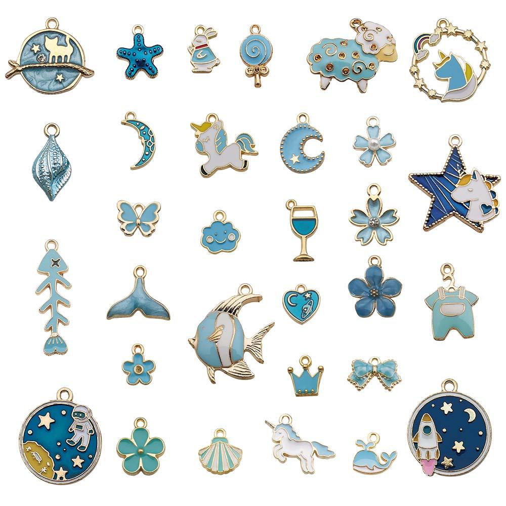 Mixed Color Cartoon Enamel Alloy Pendants for DIY Bracelets & Keychains