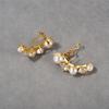 High Sense Light Luxury Temperament Brass Plated 18K Real Gold Inlaid Pearl Diamond Ear Buckle Earrings Fashion Earrings
