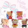 Cute Cartoon Hello Kitty Plush Keychain Adorable Kt Doll With Black Leather