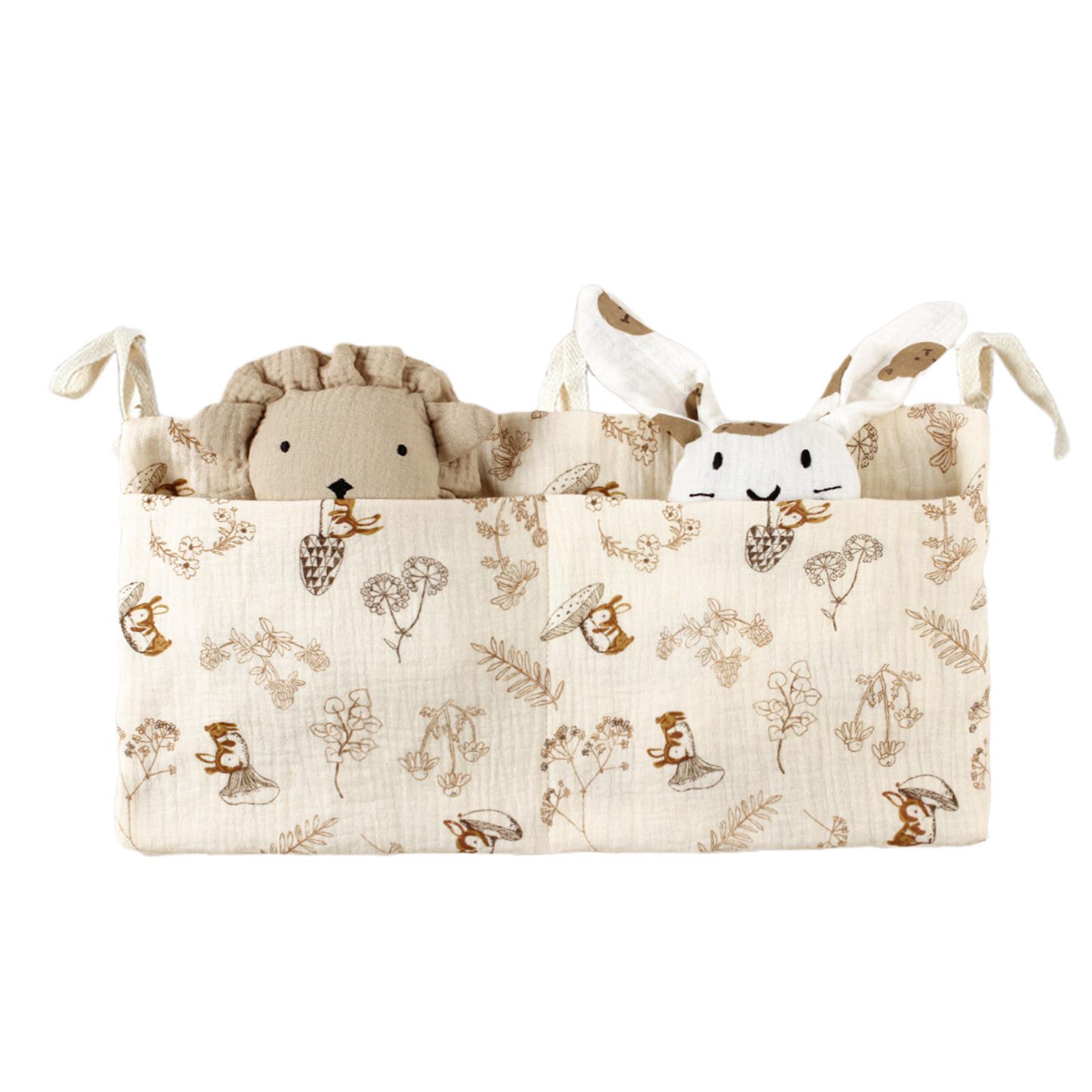 

Сумка для хранения на прикроватной тумбочке для младенцев с 2 карманами, хлопковый органайзер для слюнявчиков и игрушек, сумка для хранения подгузников и детских кроваток 5