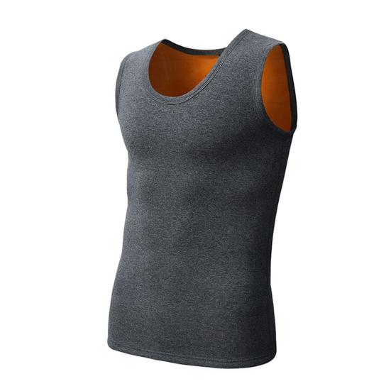 

Base Shirt Sleeveless Solid Color Warm Double Sided Plush Men Underwaist for Winter 2XL темно-сірий