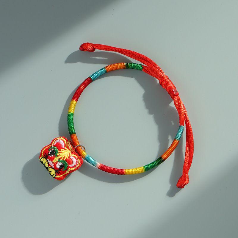 

Национальный модный браслет-ремешок для переноски на фестиваль лодок-драконов, ручной работы, милый детский, из разноцветной веревки Colorful Rope Tiger Head