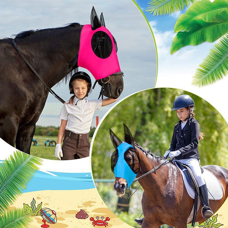 1Pcs Horse Mask Mosquito Fly Breathable Stretch Resistant Elastic Equestrian Supplies Riding Equipment