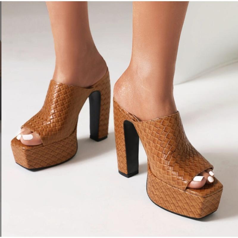 

Мода Сексуальные Босоножки на Высоком Каблуке Женские Шлепанцы Платформа Летние Шлепанцы Мюли Обувь Кожа Черный Белый Красный Сандалии Zapatos Mujer 35