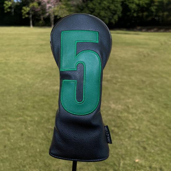 Faux Leather Golf Club Head Cover for Drivers Fairway Woods Hybrids No.1/3/5/U Headcover Soft Velvet Green Putter Head Protector