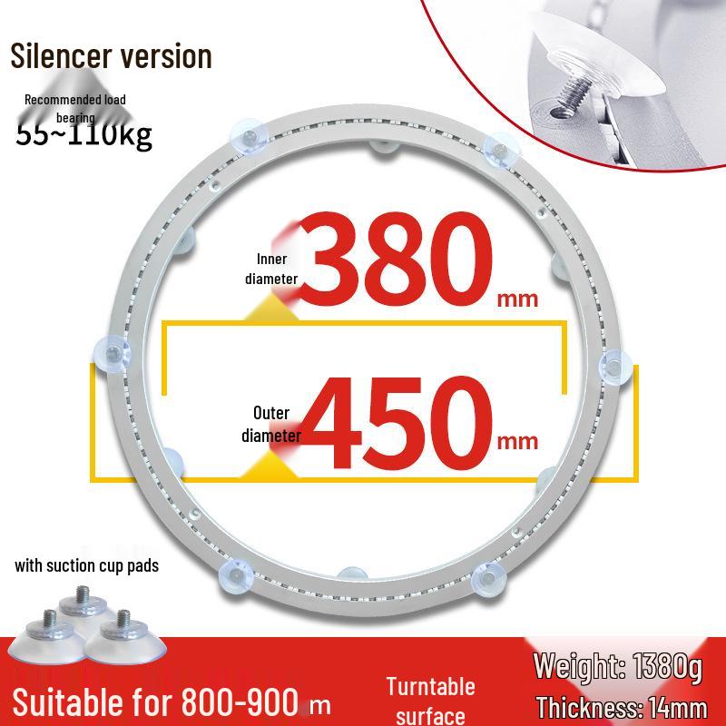 Round Marble Wooden Dining Table with Silent Aluminum Lazy Susan and Rotating Base