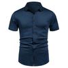 Men's Casual Short-sleeved Shirt - Solid Color, Simple and Stylish, Fitted Collar Shirt, Men's Top Garment