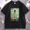 Vintage Dandelion Make A Wish T Shirt Unisex Women Casual Cotton Short Sleeve Round Neck Tshirts High Quality Oversized Clothes