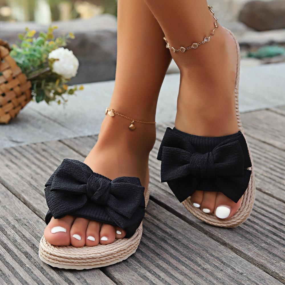 Damskie Modne Antypoślizgowe Odporne na Ścieranie Kolekcjonerskie Wakacyjne Plażowe Klapki na Płaskim Obcasie z Kwiatami