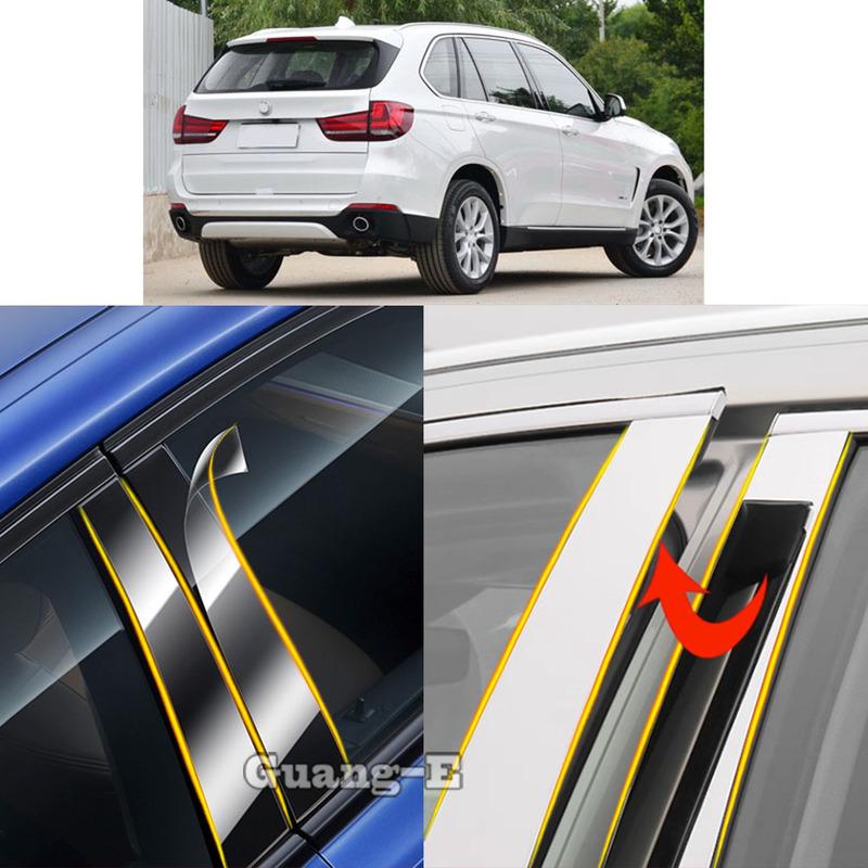 Car TPU/Glossy Mirror Pillar Post Cover For BMW X5 Xdrive E71 2014 2015 2016 2017 2018 Door Trim Window Molding Sticker Plate