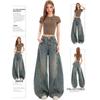 Retro washed high-waisted wide-leg jeans women's new commuter loose straight floor-mopping pants