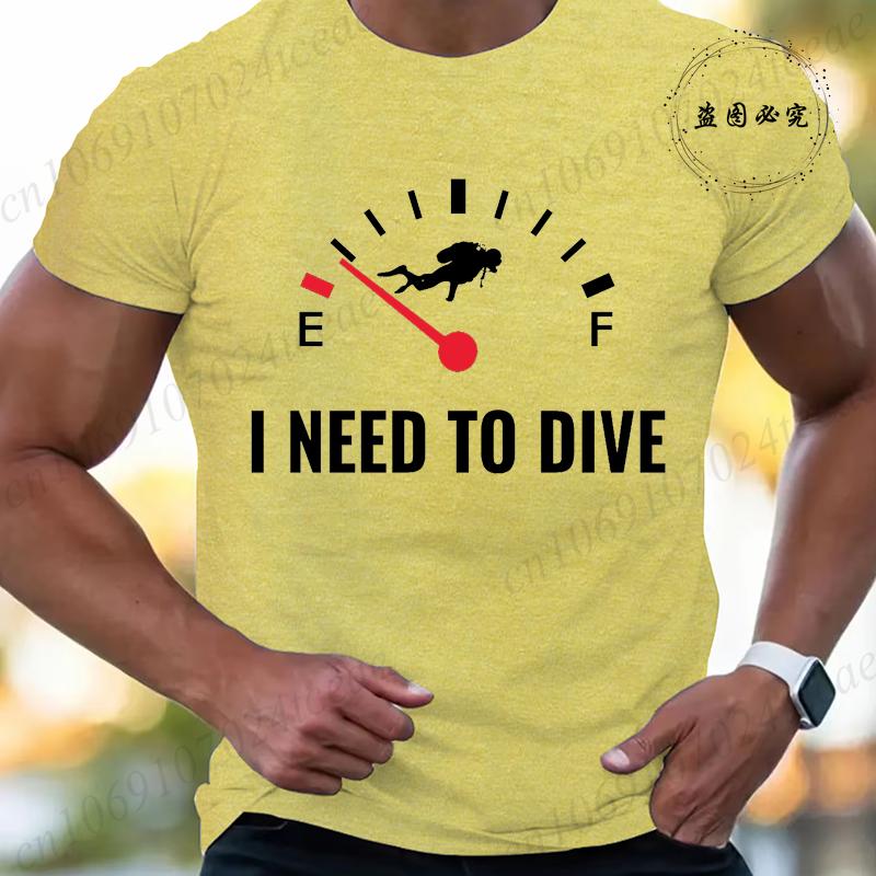 Summer Fashion Men Tshirt I Need To Dive Graphic Tees Pullover O Neck Oversized Designer Tops Black Casual Vintage Male Clothes