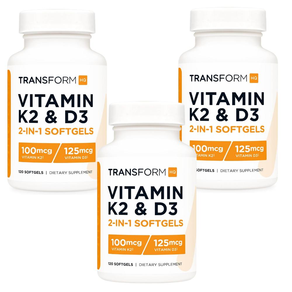 Transform HQ Vitamin D3 5000IU & K2 MK-7 100mcg 120 Tablets 3 Pcs