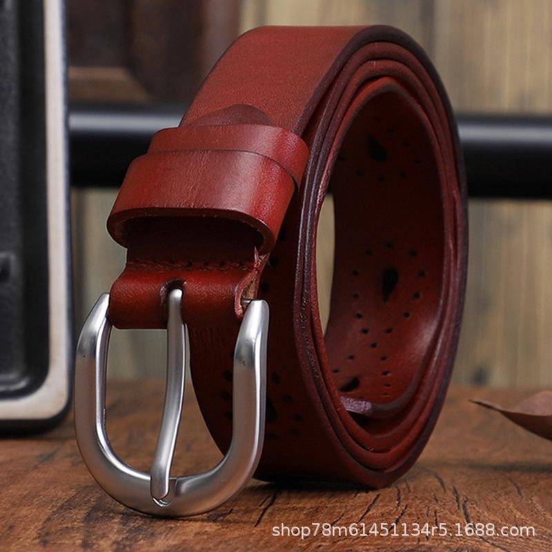 

Ремень Женский Первый Слой Коровьей Кожи Пряжка-Пин Полый Дизайн Повседневный Ремень Модный и Простой Extended model can be customized тёмно-рыжий