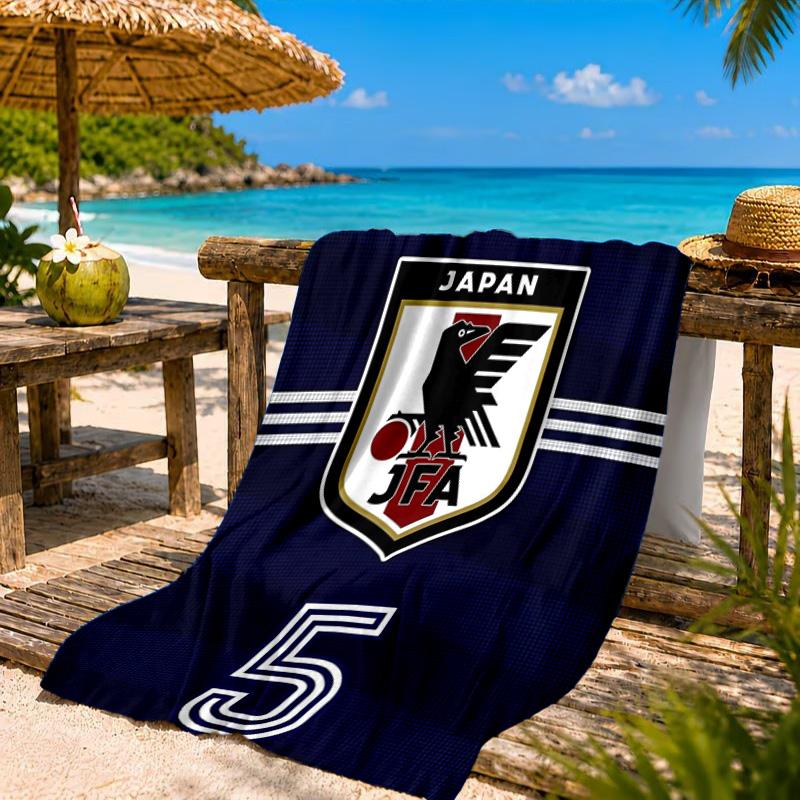 Japan Football Association Emblem Beach Towel, Quick-drying, Easy to Care for, Suitable for Both Fitness and Beach Vacations,Sports Essential