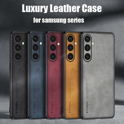 Een 55 35 25 15 05 S 24 Luxe Schapenvacht Lederen Hoes Voor Samsung Galaxy A55 A35 A25 A15 A05S 4G 5G S24 Plus Ultra Achterkant