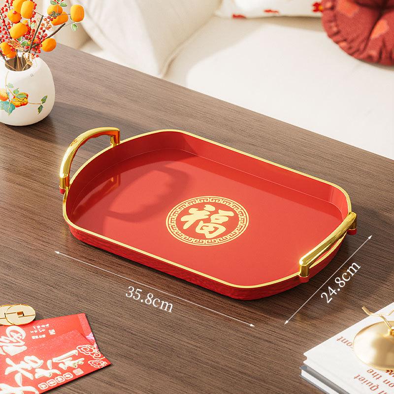 Red Wedding Tea and Candy Tray for Engagement Ceremony