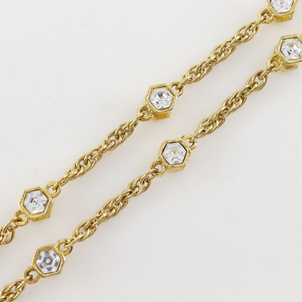 Chanel COCO Mark Necklace Vintage Plated Gold/Rhinestone 37g Women Used