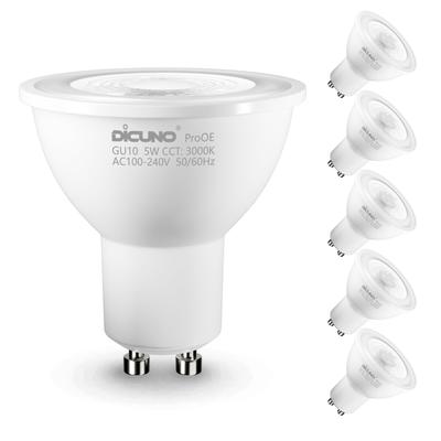 [High Color Rendering Ra98] DiCUNO LED Bulb GU10 Base Spotlight, Equivalent To 40W Halogen, Warm White, 5W, 400lm, 3000K, Wide Angle, 6-Pack