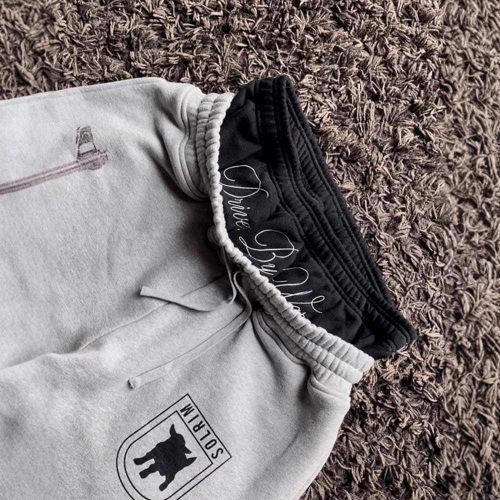 Unisex Doppelbund Gestickte Bedruckte Gerade Bein Jogginghose Street Hip Hop Stil Kordelzug Lässige Sporthosen Paar Locker Sitzende Schweißhosen