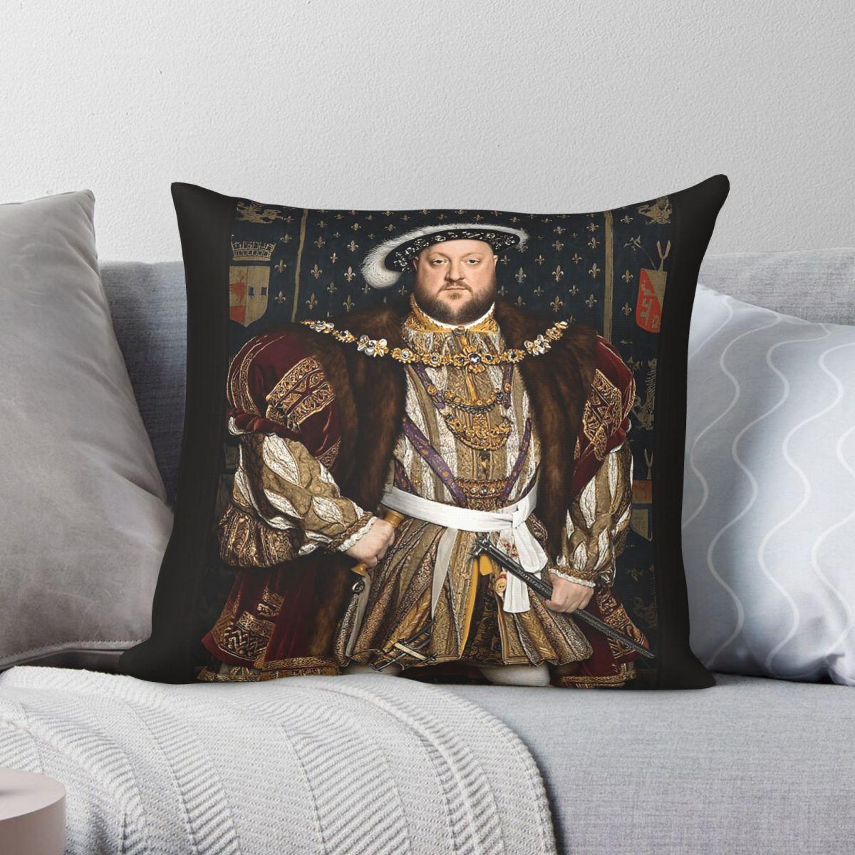 Exquisite Ornaments Unisex Henry Viii King Of England Portrait Square Pillowcase Polyester Linen Velvet Pattern Zip Decor Bed Cushion Cover 18