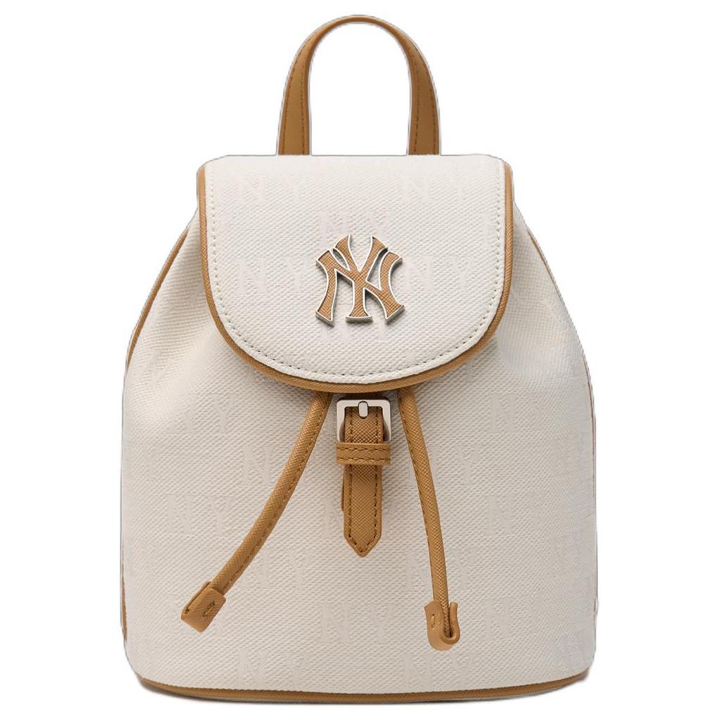 New MLB MONOGRAM Series New York Yankees Team Cotton Backpack Mini Unisex Dark Cream 3ABKS014N-50CRD
